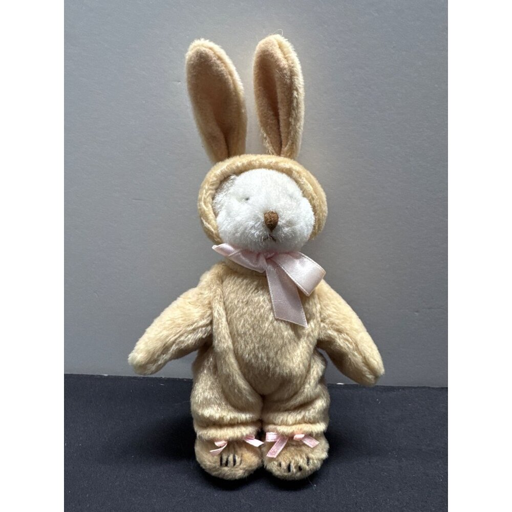 Vintage Ganz 1995 Hops Plush Bunny Toy With Bow & Embroidered Features